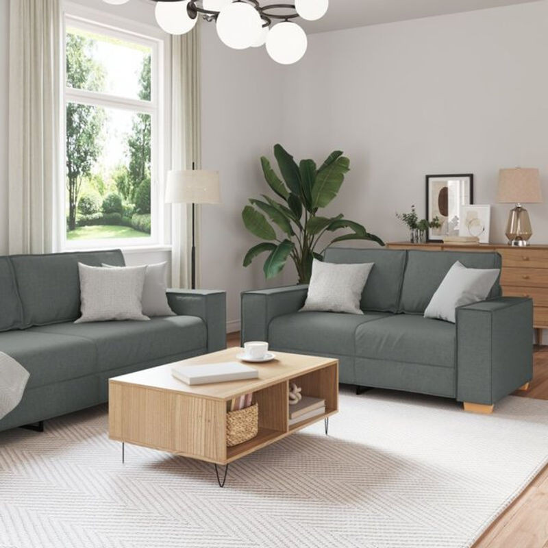 Vidaxl 3-teilige Sofagarnitur in Anthrazit mit Kissen im modernen Design - Bild 1