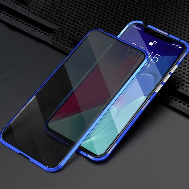 Magnetische Glas-Handyhülle mit 360° Vollschutz und Blickschutz für Samsung S20 S21 S22 S23 S24 Plus Ultra in Transparent und Blau - Bild 1