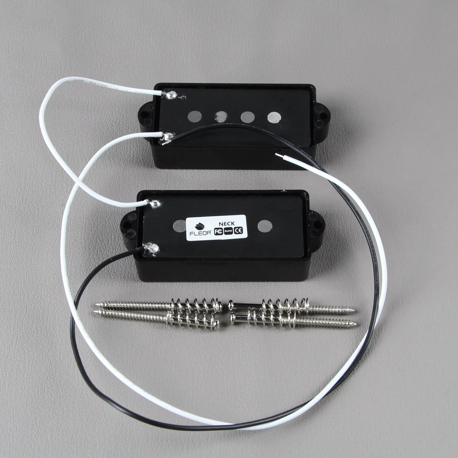 FLEOR Alnico 5 PJ Bass-Tonabnehmer-Set in Schwarz für 4-Saiter PB & JB Bässe (9K+7K) - Bild 4