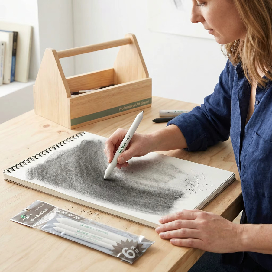 Marie's Papier-Wischstift-Set, 3-teilig, weißes Malzubehör für Kunst und Skizzen - Bild 6