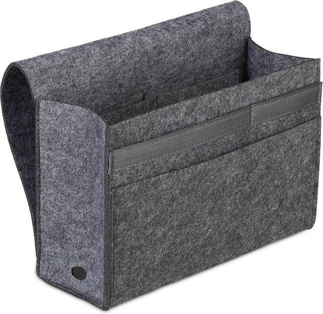 Relaxdays Betttasche aus Filz in Dunkelgrau mit Klettverschluss, B/T/H: 27 x 31,5 x 11,5 cm - Bild 1
