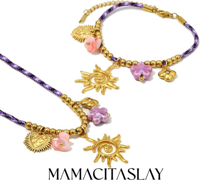 MamacitaSlay Schmuckset, 316L Edelstahl, geflochtenes Seil, 18K vergoldet, Damen - Bild 1