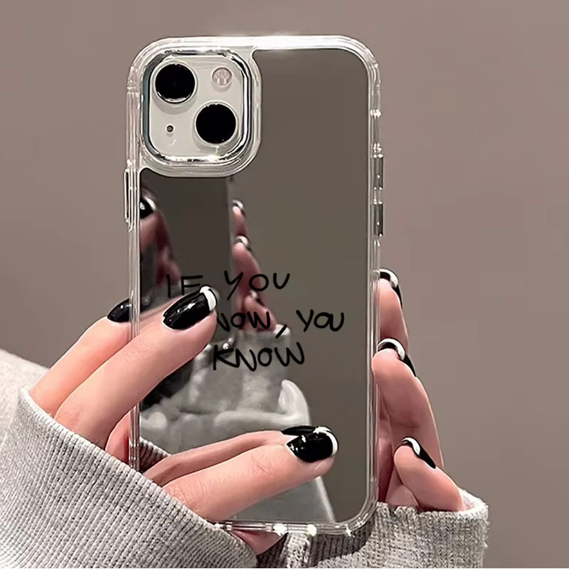 Trendige Slogan-Spiegel-Handyhülle aus weichem TPU für iPhone 11 bis iPhone 17 Pro Max, Farbe: transparent - Bild 2