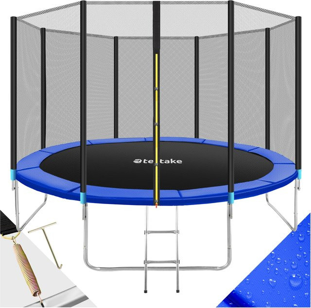 tectake Trampolin Ø 396 cm GS zertifiziert Schwarz Blau - Bild 1