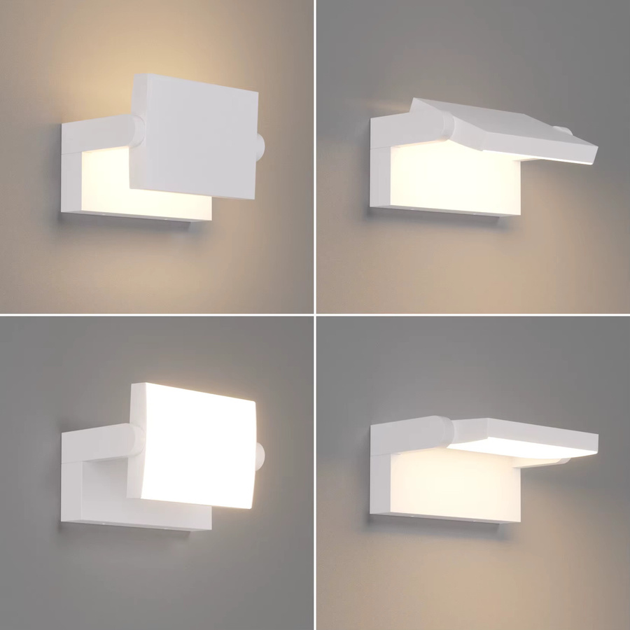 Klighten Außenlampe aus Aluminium und Metall mit 24W LED, IP65 wasserdicht, schwenkbares Panel, Farbe Weiß, warmweiß 3000K, modern für Garten und Terrasse - Bild 2