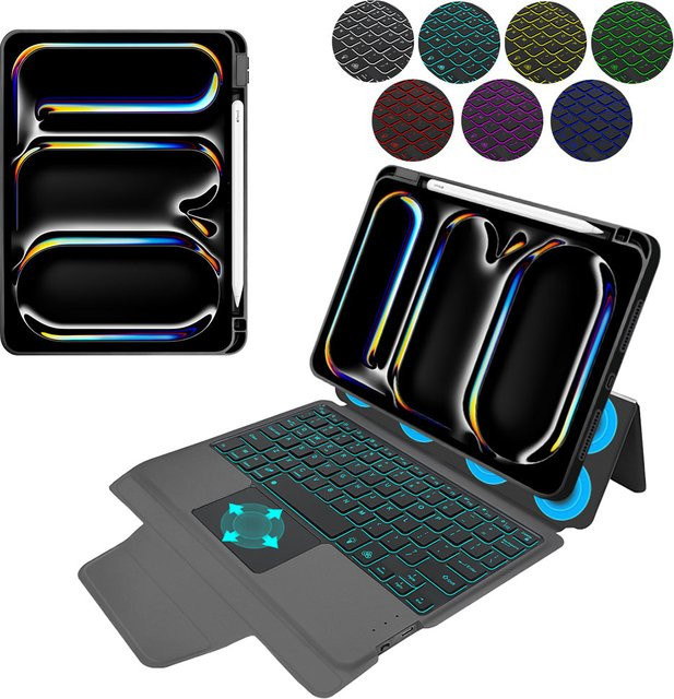 Techsuit KeyTab Pro Bluetooth-Tastaturhülle für Apple iPad Pro 11 (2024), Schwarz - Bild 1