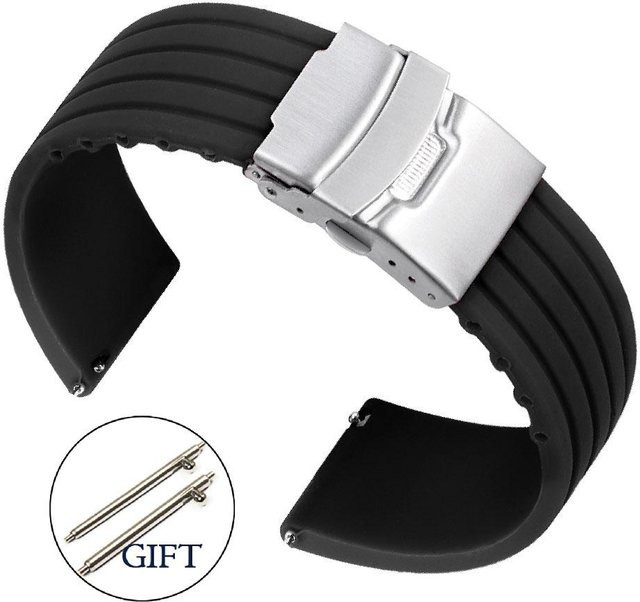BY-house Uhrenarmband Silikon, Edelstahl, Schwarz, Herren - Bild 1