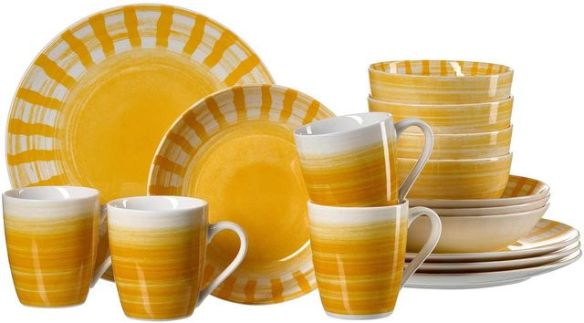 Ritzenhoff & Breker Kombiservice Sole Mio 16-teilig Gelb aus Porzellan - Bild 1
