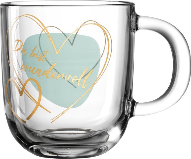 Henkelbecher Leonardo Emozione aus Glas in Türkis und Transparent, 300 ml - Bild 1