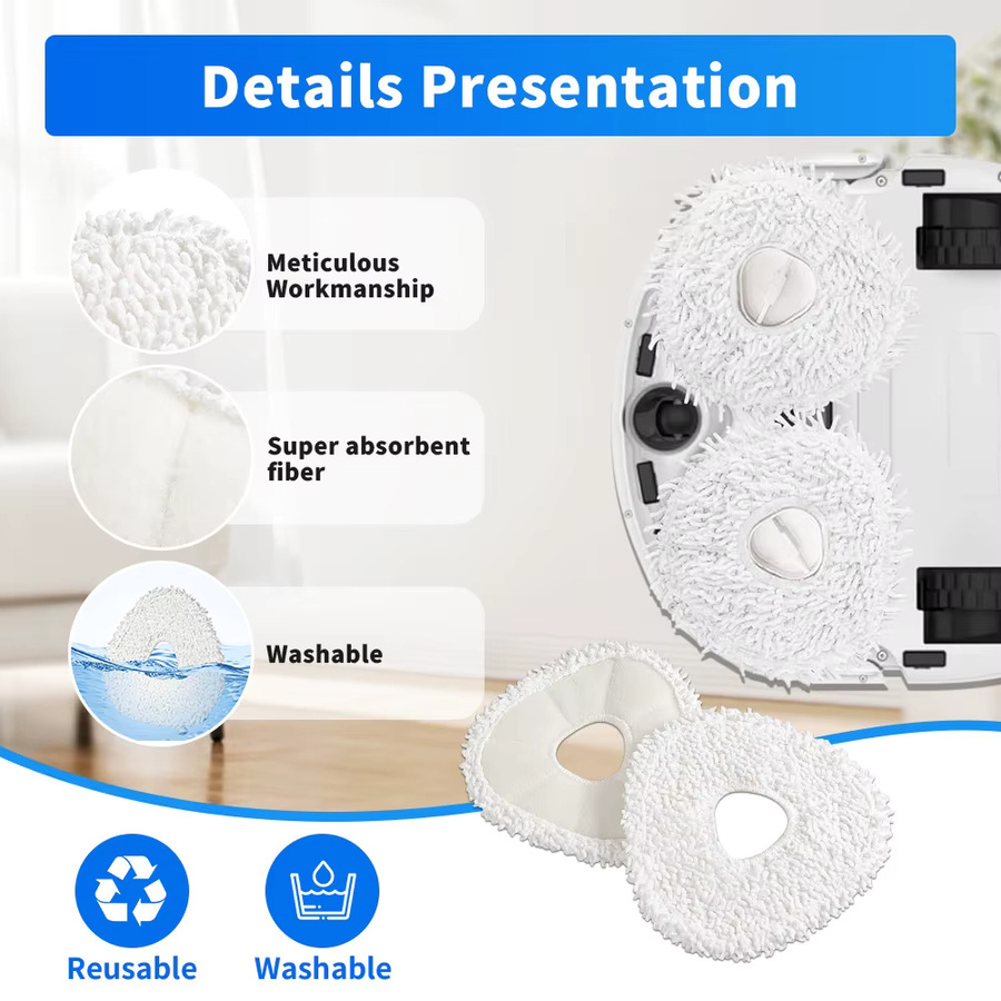 WINDNINJA Ersatz Mopp Pads für Narwal J1 J2 T10 Roboter Staubsauger in Weiß - Bild 2
