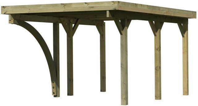 Karibu Einzelcarport Classic mit PVCDach in Natur und Grün, B/T: 273 x 394,5 cm - Bild 3