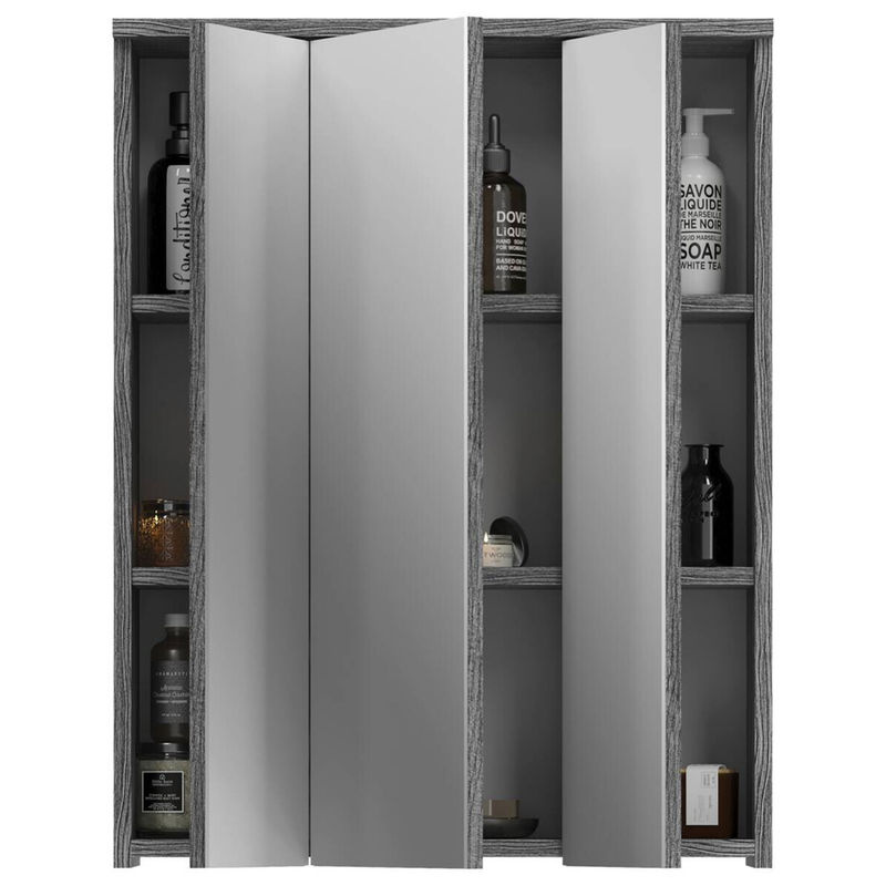 Spiegelschrank xonox.home in Weiß und Silber mit Glastüren und internen Regalen, B/H/T: 60 x 77 x 21 cm - Bild 4