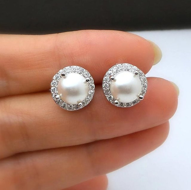 YIRAN Jewelry Ohrstecker, Kupfer, Perle, Zirkonia, Weiß, Damen - Bild 1