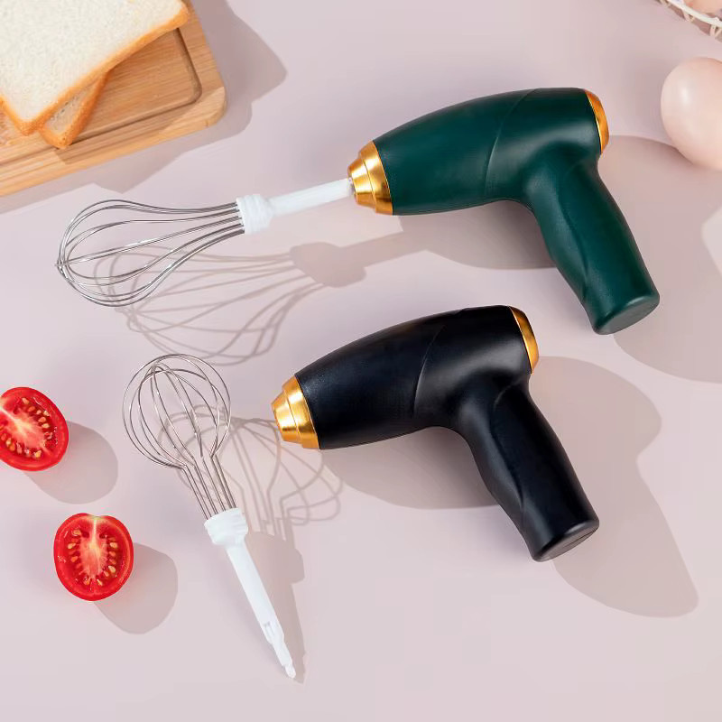 XIADYINJIA Elektrischer Hand-Eierschläger in Schwarz mit 3 Geschwindigkeiten und Doppelstab-Ladegerät als Küchenmixer für Eiweiß und Butter-Creme-Zubereitung - Bild 1