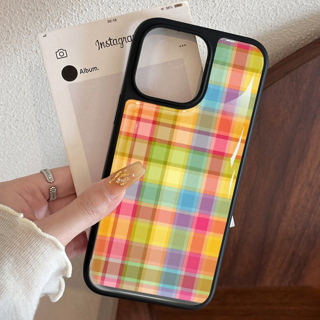 AIR PLUS Korean Style Gitter Handyhülle mit Anti-Drop-Schutz für iPhone 11 bis iPhone 17 Pro Max in Mehrfarbig - Bild 1