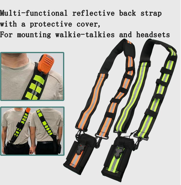 Patrol and Rescue Universelle verstellbare Schultergurt-Radiotasche als Walkie-Talkie-Holster und Schutzhülle für tragbare Funkgeräte in Orange und Schwarz - Bild 1