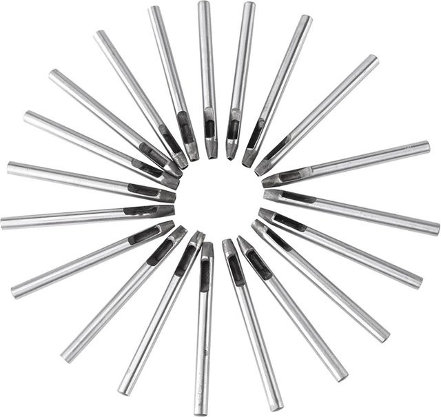 Neoglint Set aus 20 Blumenstanzer aus Kohlenstoffstahl für Lederhandwerk in Grau und Silber, Durchmesser: 5 mm - Bild 1