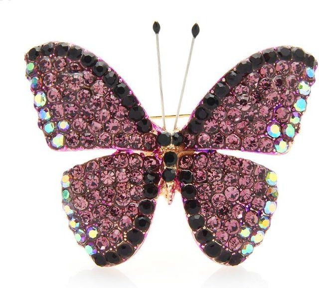 YIRAN Jewelry Brosche Schmetterling, Strass, violett, Damen - Bild 1