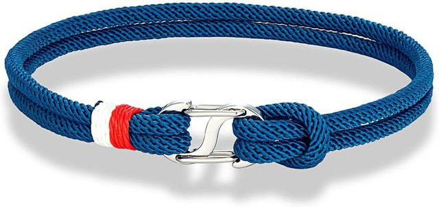 Armband Edelstahl, marineblau geflochtenes Seil, 21 cm, Unisex - Bild 1