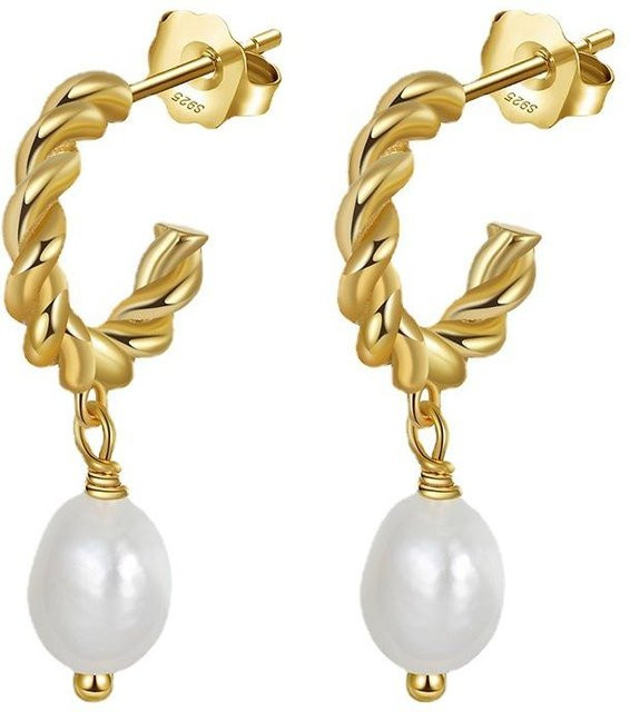 Ohrringe 925 Sterlingsilber, Süßwasserperlen, beige, Damen - Bild 1