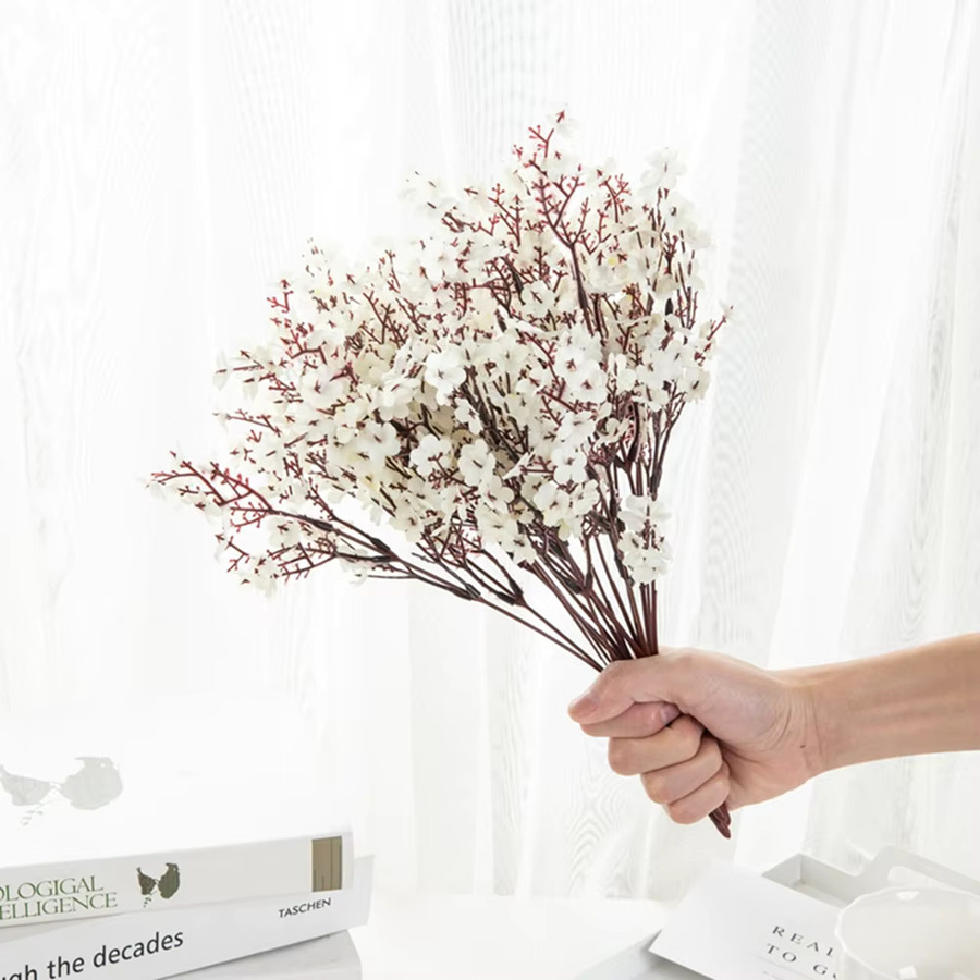 ZQCY Künstliche Gypsophila Blumen aus Seide in Rot und Weiß für Hochzeit, Garten und Tischdekoration - Bild 1