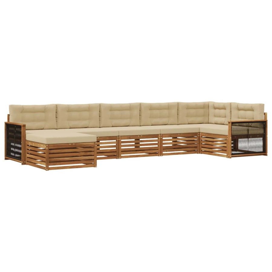 vidaXL Outdoor-Sofagarnitur aus Massivholz Akazie mit 7 Kissen in Natur und Beige - Bild 2