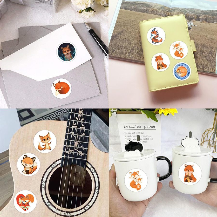 500 bunte Fuchs Tier Aufkleber für Auto, Skateboard, Kühlschrank und Handy - Bild 2
