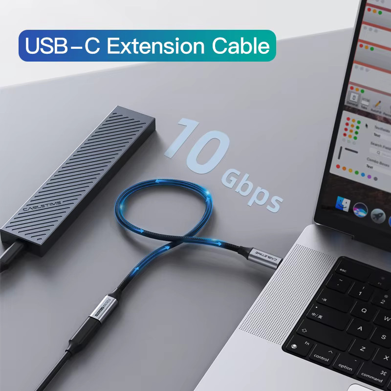 CABLETIME USB-C-Verlängerungskabel Gen 2 mit 10 Gbit/s und PD100W Schnellladefunktion Stecker auf Buchse - Bild 2