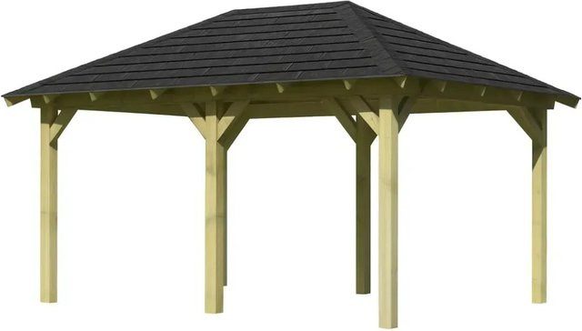 CHILLROI Karibu Pavillon Jalingo 2 Set aus Massivholz mit Dachschindeln in Schwarz - Bild 2