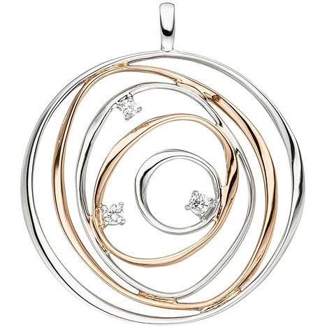 Colfem Anhänger 925 Sterling Silber, bicolor vergoldet, 3 Zirkonia - Bild 1