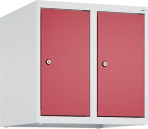 C+P Aufsatzschrank 7035/3003 aus Stahl mit 2 Abteilen und Zylinderschlössern, Farbe: Lichtgrau/Rubinrot, B/T/H: 50 x 50 x 50 cm - Bild 1