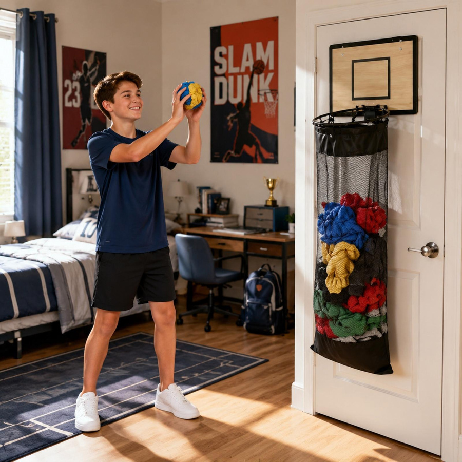 Xingben One Wäschekorb Set als Basketballkorb mit Brett und abnehmbarem Netz in Schwarz - Bild 4