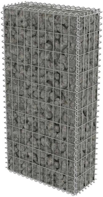 vidaXL Gabionenwand aus verzinktem Stahl mit Abdeckung, Farbe: Silber/Grau, B/T/H: 50 x 20 x 100 cm - Bild 1