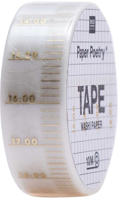 Rico Design Paper Poetry Tape Uhrzeit weiß-gold Breite: 1,5 cm, Länge: 10 m - Bild 1