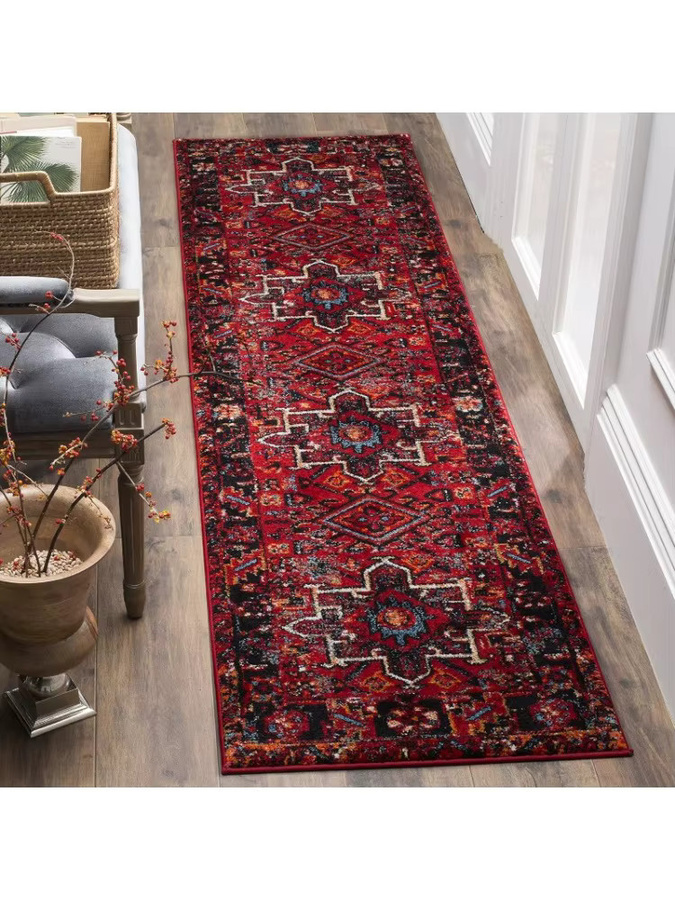 Bohemia Runner Teppich in Rot mit orientalischem Design und geometrischem Druck, rutschfest, Breite: 120 cm - Bild 2