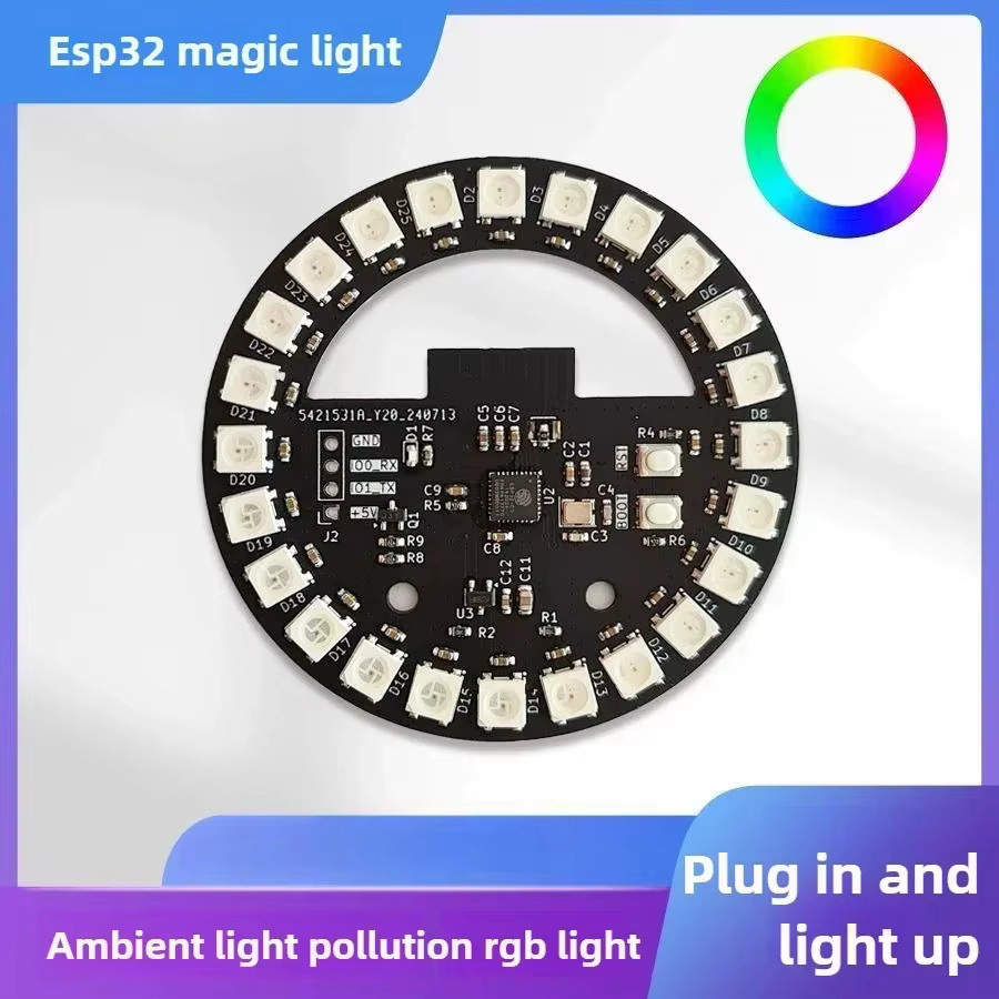Smartes LED DIY Atmosphäre Licht Entwicklung Board mit ESP32 und WS2812 RGBIC in Schwarz - Bild 2