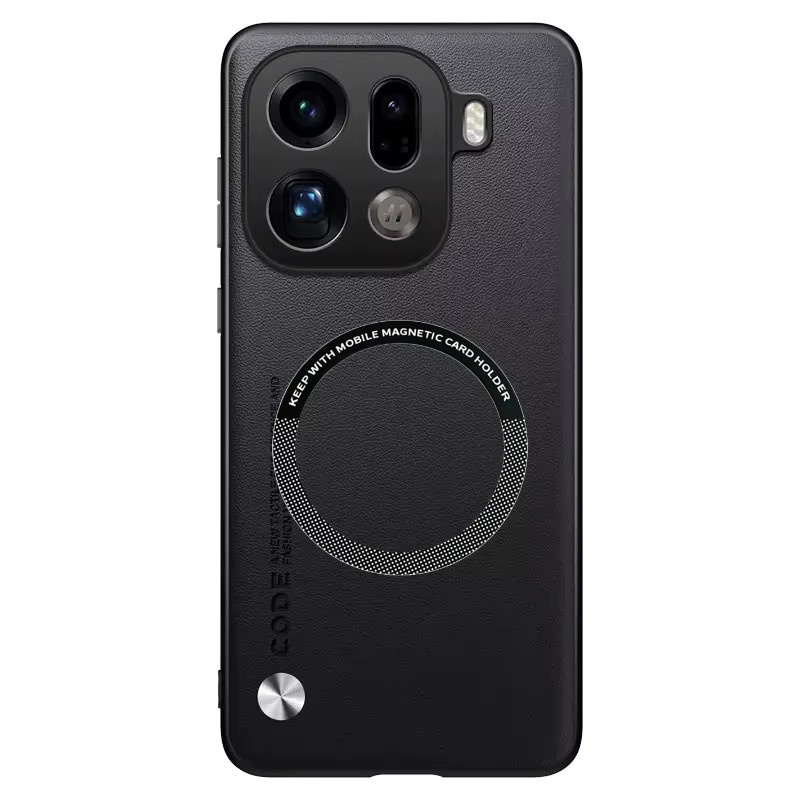 Magnetische Business Schutzhülle aus Leder und Carbon Fiber für OPPO Find X9 Pro in Schwarz - Bild 2