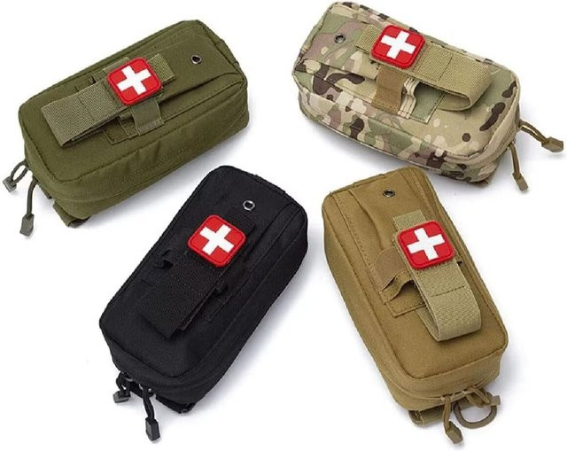 Taktische EMT Erste-Hilfe-Tasche von QHSPE in Schwarz und Grün mit Tourniquet, Schere und Verband für Notfälle und IFAK-Trauma-Einsätze - Bild 1