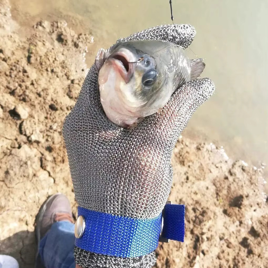 QHSPE Schnittfester Edelstahl-Netzhandschuh in Silber, Größe XL - Bild 3