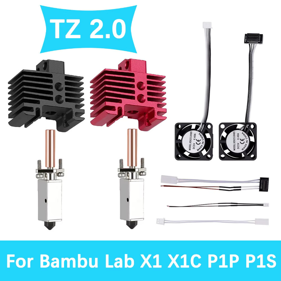 Upgrade TZ V2.0 Hotend mit 2510 Lüfter für Bambu Lab X1 X1C P1P P1S, Bimetall-Hals mit Messing und gehärteter Stahldüse - Bild 3