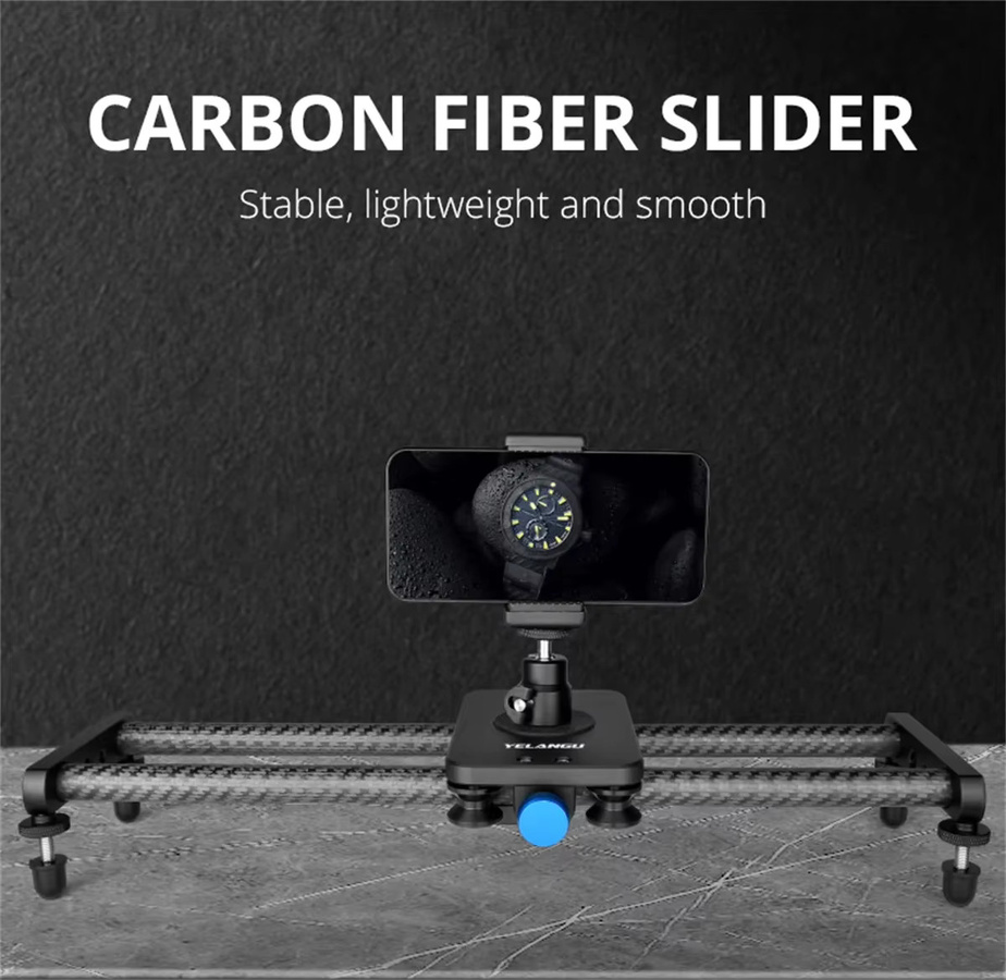 YELANGU L40T Carbon Fiber Kamera Track Slider in Schwarz für Canon Nikon Sony DSLR und Smartphone - Bild 4