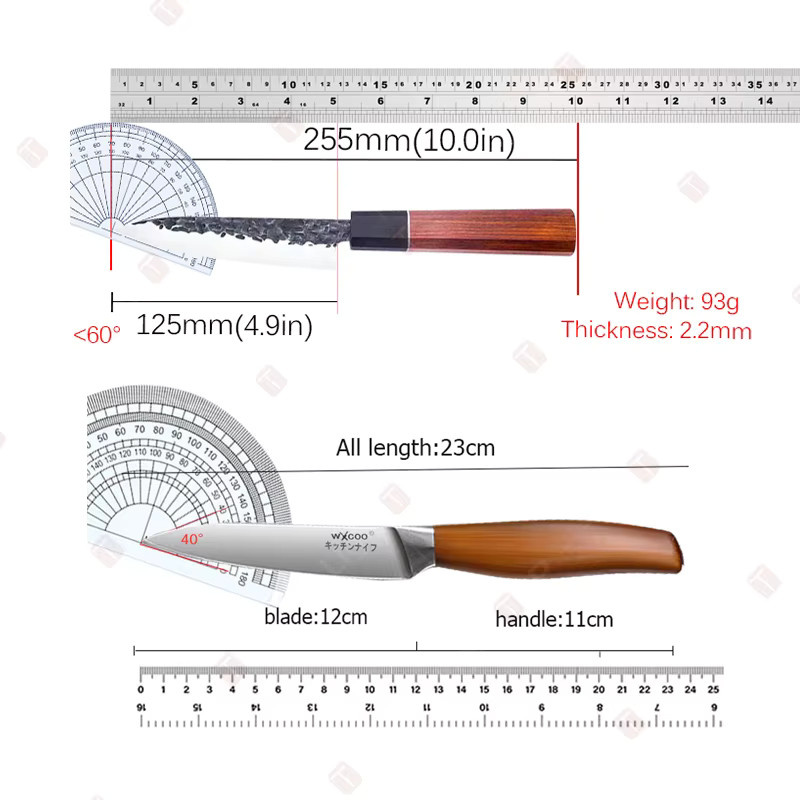 WXCOO Japanisches Obstmesser aus Edelstahl mit Holzgriff in Braun inklusive Aufbewahrungsbox - Bild 5