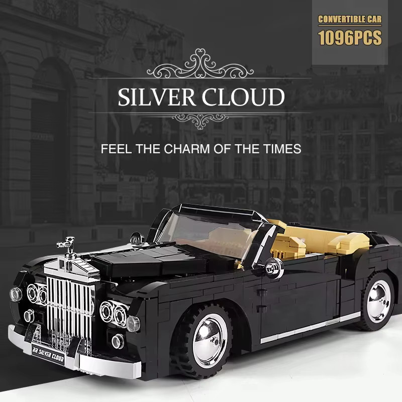 Mould King 10006 Technischer Auto-Baustein 1964 RR Silver Cloud Oldtimer Modellbaugruppe in Weiß und Schwarz - Bild 2