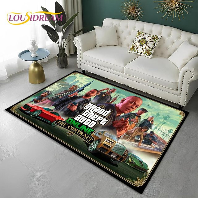 Karpetti Grand Theft Auto 3D Gamer Teppich, rutschfeste Bodenmatte für Wohnzimmer, Schlafzimmer oder Kinderzimmer, Mehrfarbig, B/T: 60 x 40 cm - Bild 1