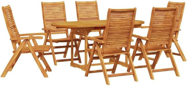 vidaXL Garten Essgruppe aus Massivholz Akazie, 7-teilig, Braun - Bild 1