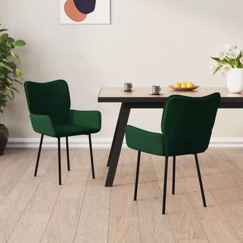 2er-Set Esszimmerstühle von vidaxl in Grün aus Samt mit Armlehnen, B/T/H: 55 x 58,5 x 81,5 cm - Bild 1