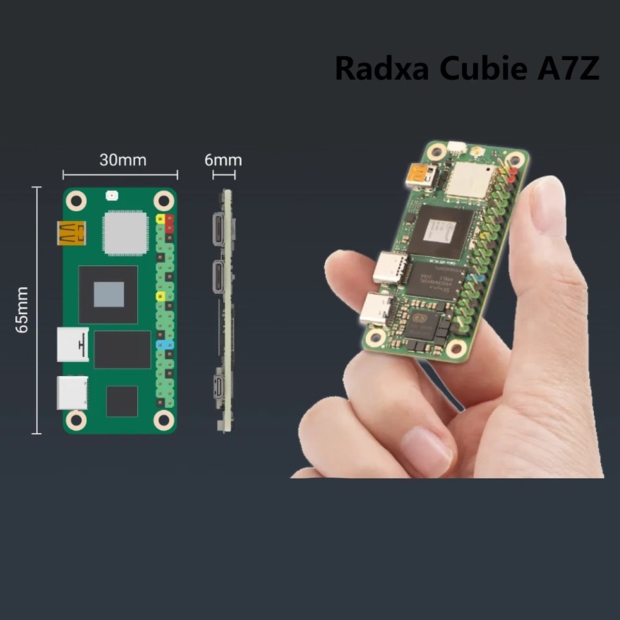 Radxa Cubie A7Z Entwicklungsboard mit Allwinner A733 Octa-Core SoC, 3TOPS NPU, WiFi 6 und Bluetooth 5.4 in Grün - Bild 3