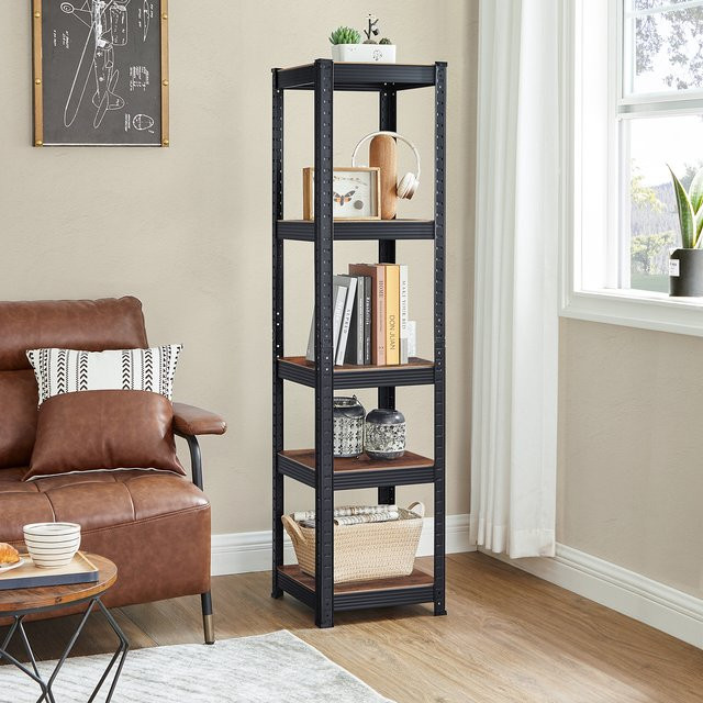 Songmics Standregal aus Metall mit 5 Regalböden in Schwarz, freistehendes Lagerregal im Industrial-Design - Bild 1