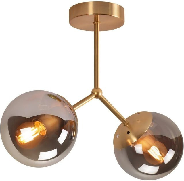 NETTLIFE Deckenleuchte aus Metall und Glas in Gold/Messing mit transparentem Glasschirm, Durchmesser: 25,6 cm, Höhe: 35,0 cm - Bild 1