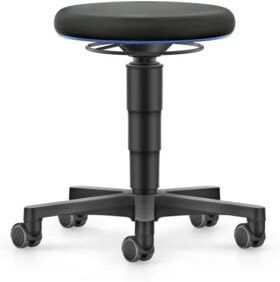 Bimos Allround Hocker mit Rollen, Stoff schwarz, Farbring blau, Sitzhöhe: 45 cm - 65 cm - Bild 1